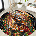 Personalized Wests Tigers Rugby Christmas Round Carpet Holiday Mascot Graphic Art Festive Lights Bow