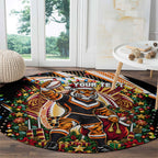 Personalized Wests Tigers Rugby Christmas Round Carpet Holiday Mascot Graphic Art Festive Lights Bow
