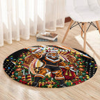 Personalized Wests Tigers Rugby Christmas Round Carpet Holiday Mascot Graphic Art Festive Lights Bow