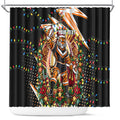 Personalized Wests Tigers Rugby Christmas Shower Curtain Holiday Mascot Graphic Art Festive Lights Bow