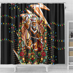 Personalized Wests Tigers Rugby Christmas Shower Curtain Holiday Mascot Graphic Art Festive Lights Bow