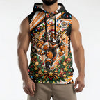 Personalized Wests Tigers Rugby Christmas Sleeveless Hoodie Holiday Mascot Graphic Art Festive Lights Bow