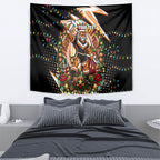 Personalized Wests Tigers Rugby Christmas Tapestry Holiday Mascot Graphic Art Festive Lights Bow