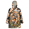 Personalized Wests Tigers Rugby Christmas Wearable Blanket Hoodie Holiday Mascot Graphic Art Festive Lights Bow