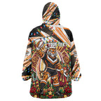 Personalized Wests Tigers Rugby Christmas Wearable Blanket Hoodie Holiday Mascot Graphic Art Festive Lights Bow
