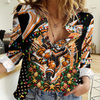 Personalized Wests Tigers Rugby Christmas Women Casual Shirt Holiday Mascot Graphic Art Festive Lights Bow
