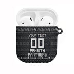 Personalized Penrith Panthers Christmas AirPods Case Australian Rugby Fans - Pixelated Ugly Xmas Pattern Mascot Santa