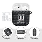 Personalized Penrith Panthers Christmas AirPods Case Australian Rugby Fans - Pixelated Ugly Xmas Pattern Mascot Santa