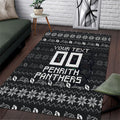 Personalized Penrith Panthers Christmas Area Rug Australian Rugby Fans - Pixelated Ugly Xmas Pattern Mascot Santa