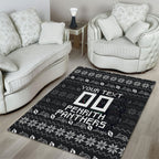 Personalized Penrith Panthers Christmas Area Rug Australian Rugby Fans - Pixelated Ugly Xmas Pattern Mascot Santa