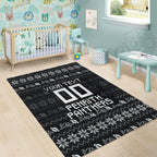 Personalized Penrith Panthers Christmas Area Rug Australian Rugby Fans - Pixelated Ugly Xmas Pattern Mascot Santa