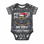 Personalized Penrith Panthers Christmas Baby Onesie Australian Rugby Fans - Pixelated Ugly Xmas Pattern Mascot Santa