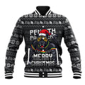 Personalized Penrith Panthers Christmas Baseball Jacket Australian Rugby Fans - Pixelated Ugly Xmas Pattern Mascot Santa