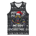 Personalized Penrith Panthers Christmas Basketball Jersey Australian Rugby Fans - Pixelated Ugly Xmas Pattern Mascot Santa