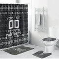 Personalized Penrith Panthers Christmas Bathroom Set Australian Rugby Fans - Pixelated Ugly Xmas Pattern Mascot Santa