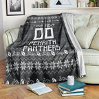 Personalized Penrith Panthers Christmas Blanket Australian Rugby Fans - Pixelated Ugly Xmas Pattern Mascot Santa