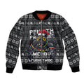 Personalized Penrith Panthers Christmas Bomber Jacket Australian Rugby Fans - Pixelated Ugly Xmas Pattern Mascot Santa