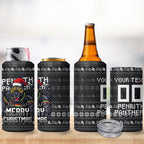 Personalized Penrith Panthers Christmas 4 in 1 Can Cooler Tumbler Australian Rugby Fans - Pixelated Ugly Xmas Pattern Mascot Santa