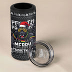 Personalized Penrith Panthers Christmas 4 in 1 Can Cooler Tumbler Australian Rugby Fans - Pixelated Ugly Xmas Pattern Mascot Santa