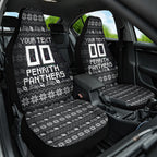 Personalized Penrith Panthers Christmas Car Seat Cover Australian Rugby Fans - Pixelated Ugly Xmas Pattern Mascot Santa