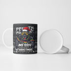 Personalized Penrith Panthers Christmas Ceramic Mug Australian Rugby Fans - Pixelated Ugly Xmas Pattern Mascot Santa
