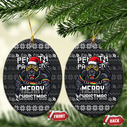 Penrith Panthers Christmas Ceramic Ornament Australian Rugby Fans - Pixelated Ugly Xmas Pattern Mascot Santa