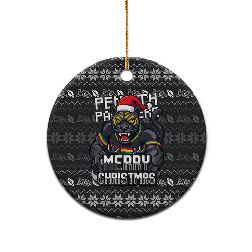 Penrith Panthers Christmas Ceramic Ornament Australian Rugby Fans - Pixelated Ugly Xmas Pattern Mascot Santa