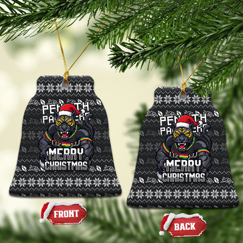 Penrith Panthers Christmas Ceramic Ornament Australian Rugby Fans - Pixelated Ugly Xmas Pattern Mascot Santa