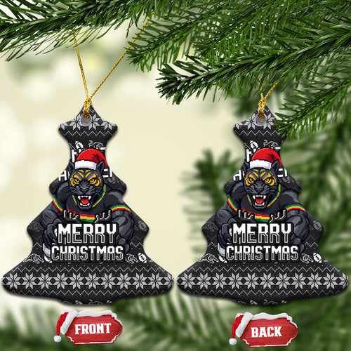 Penrith Panthers Christmas Ceramic Ornament Australian Rugby Fans - Pixelated Ugly Xmas Pattern Mascot Santa