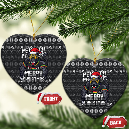 Penrith Panthers Christmas Ceramic Ornament Australian Rugby Fans - Pixelated Ugly Xmas Pattern Mascot Santa