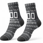 Personalized Penrith Panthers Christmas Crew Socks Australian Rugby Fans - Pixelated Ugly Xmas Pattern Mascot Santa