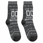 Personalized Penrith Panthers Christmas Crew Socks Australian Rugby Fans - Pixelated Ugly Xmas Pattern Mascot Santa