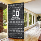 Personalized Penrith Panthers Christmas Door Cover Australian Rugby Fans - Pixelated Ugly Xmas Pattern Mascot Santa