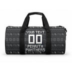 Personalized Penrith Panthers Christmas Duffle Bag Australian Rugby Fans - Pixelated Ugly Xmas Pattern Mascot Santa