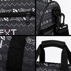 Personalized Penrith Panthers Christmas Duffle Bag Australian Rugby Fans - Pixelated Ugly Xmas Pattern Mascot Santa
