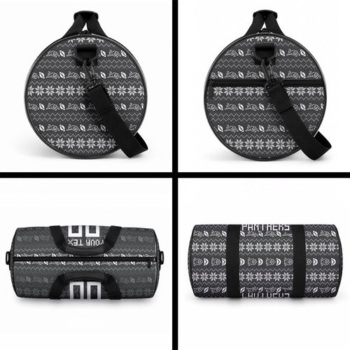 Personalized Penrith Panthers Christmas Duffle Bag Australian Rugby Fans - Pixelated Ugly Xmas Pattern Mascot Santa