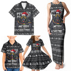 Personalized Penrith Panthers Christmas Family Matching Tank Maxi Dress and Hawaiian Shirt Australian Rugby Fans - Pixelated Ugly Xmas Pattern Mascot Santa
