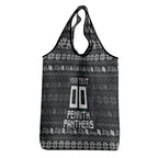 Personalized Penrith Panthers Christmas Grocery Bag Australian Rugby Fans - Pixelated Ugly Xmas Pattern Mascot Santa