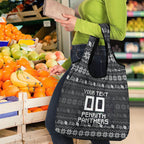 Personalized Penrith Panthers Christmas Grocery Bag Australian Rugby Fans - Pixelated Ugly Xmas Pattern Mascot Santa