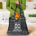 Personalized Penrith Panthers Christmas Grocery Bag Australian Rugby Fans - Pixelated Ugly Xmas Pattern Mascot Santa