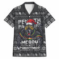 Personalized Penrith Panthers Christmas Hawaiian Shirt Australian Rugby Fans - Pixelated Ugly Xmas Pattern Mascot Santa