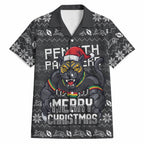 Personalized Penrith Panthers Christmas Hawaiian Shirt Australian Rugby Fans - Pixelated Ugly Xmas Pattern Mascot Santa