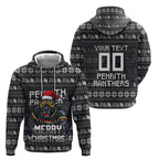 Personalized Penrith Panthers Christmas Hoodie Australian Rugby Fans - Pixelated Ugly Xmas Pattern Mascot Santa