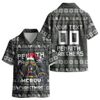 Personalized Penrith Panthers Christmas Kid Hawaiian Shirt Australian Rugby Fans - Pixelated Ugly Xmas Pattern Mascot Santa