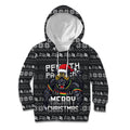 Personalized Penrith Panthers Christmas Kid Hoodie Australian Rugby Fans - Pixelated Ugly Xmas Pattern Mascot Santa