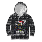 Personalized Penrith Panthers Christmas Kid Hoodie Australian Rugby Fans - Pixelated Ugly Xmas Pattern Mascot Santa