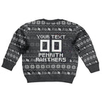 Personalized Penrith Panthers Christmas Kid Ugly Christmas Sweater Australian Rugby Fans - Pixelated Ugly Xmas Pattern Mascot Santa