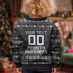 Personalized Penrith Panthers Christmas Kid Ugly Christmas Sweater Australian Rugby Fans - Pixelated Ugly Xmas Pattern Mascot Santa