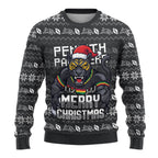 Personalized Penrith Panthers Christmas Ugly Christmas Sweater Australian Rugby Fans - Pixelated Ugly Xmas Pattern Mascot Santa