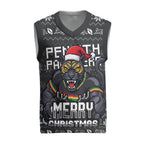 Personalized Penrith Panthers Christmas Knitted V-Neck Vest Australian Rugby Fans - Pixelated Ugly Xmas Pattern Mascot Santa